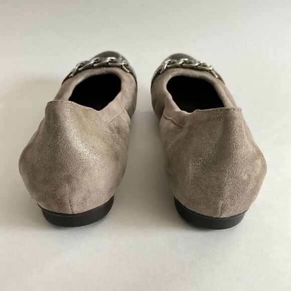 AGL Leather Ballet Flats Low Heel Snake Print Cap-toe Brown 40 - Picture 7 of 12